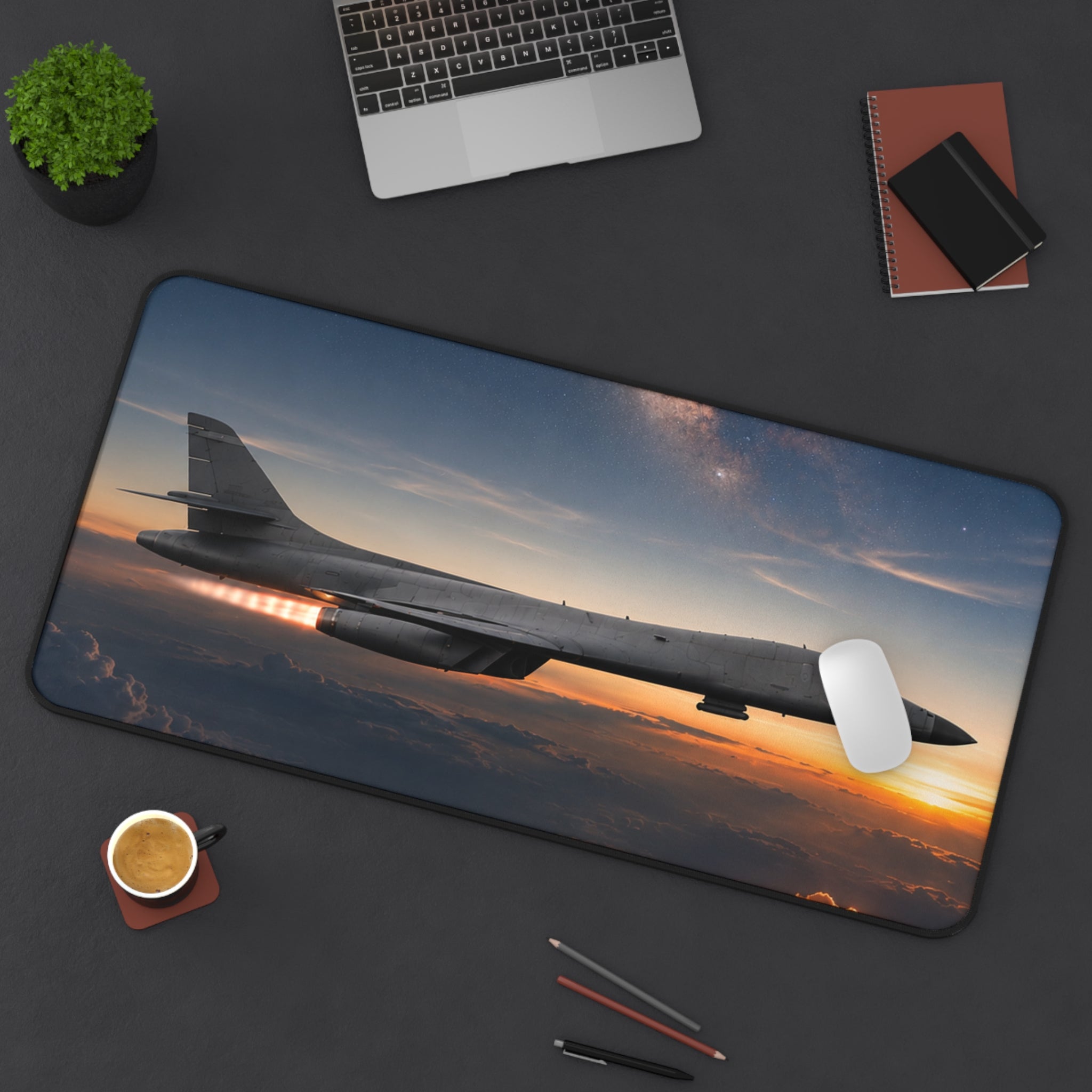 B-1B Lancer Night Crossing Desk Mat - Military Aviation Office Gift - Air Force Veteran Gift
