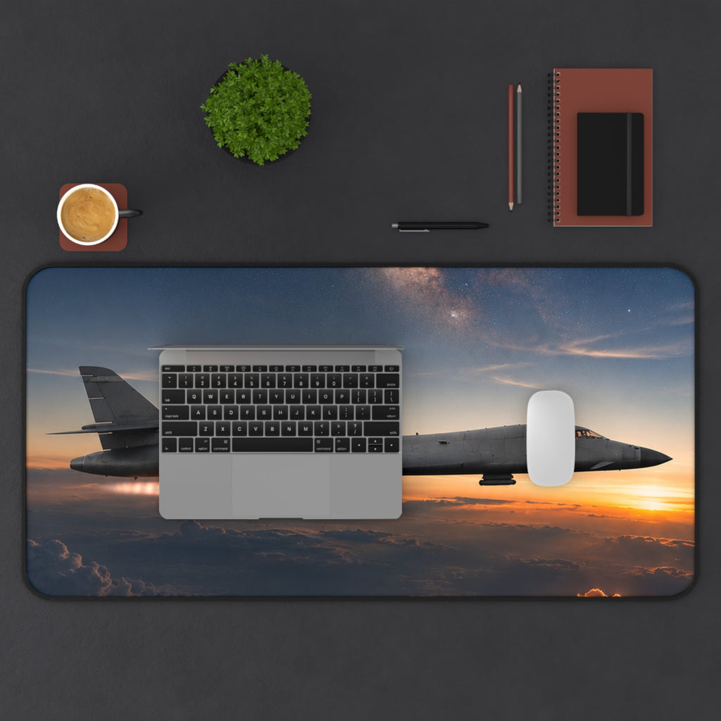 B-1B Lancer Night Crossing Desk Mat - Military Aviation Office Gift - Air Force Veteran Gift