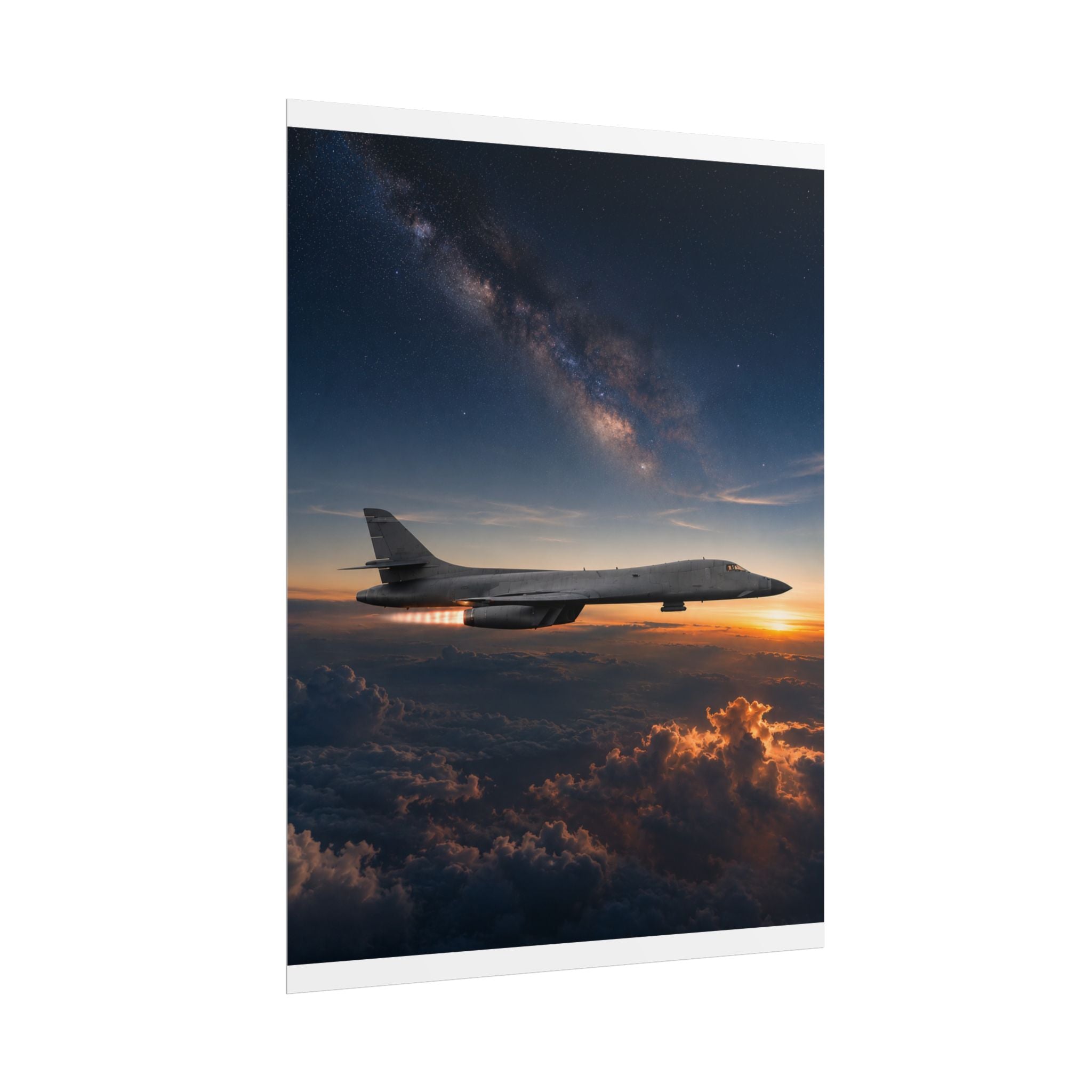 B-1B Lancer Night Crossing Poster - Military Aviation Wall Art - Air Force Veteran Gift