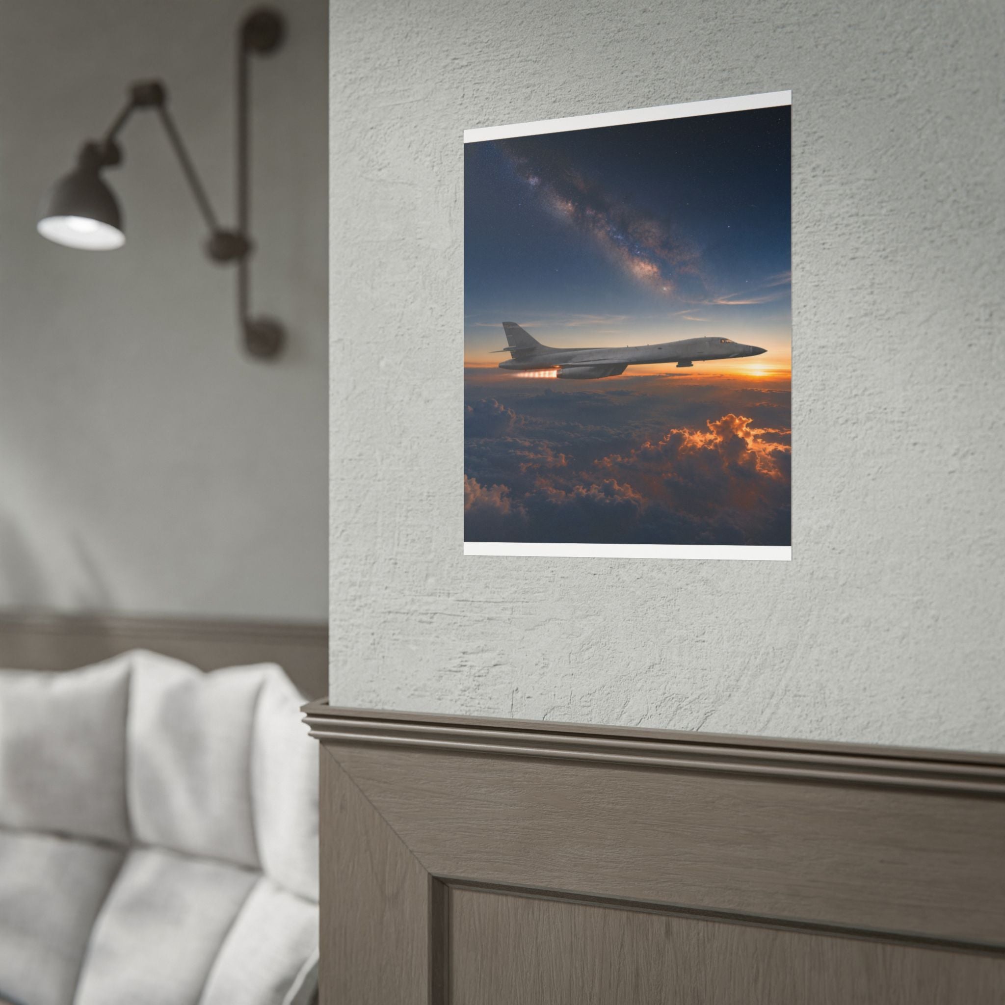 B-1B Lancer Night Crossing Poster - Military Aviation Wall Art - Air Force Veteran Gift